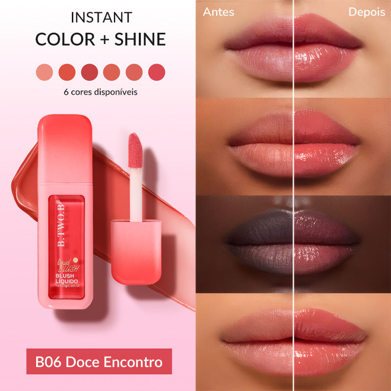 BTB Blush e Batom 2 em 1 Líquido Aveludado - 8g