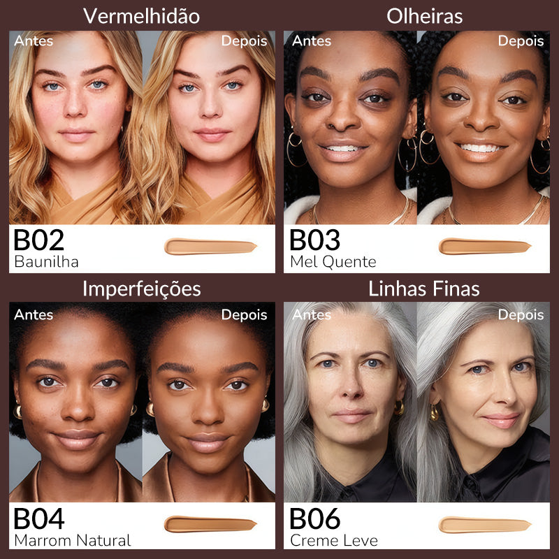 BTB Contorno & Corretivo 2 em 1 para Mulheres - Cobertura Total e Definição Perfeita com Toque Aveludado - 11g