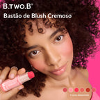 BTB Bastão de Blush Cremoso Modern Blush Stick em Embalagem Rosa Elegante