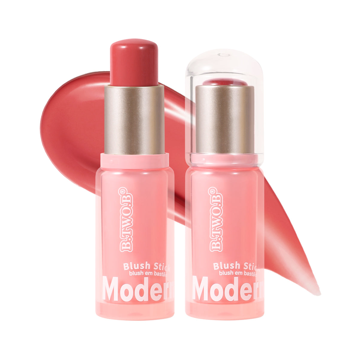 BTB Bastão de Blush Cremoso Modern Blush Stick em Embalagem Rosa Elegante