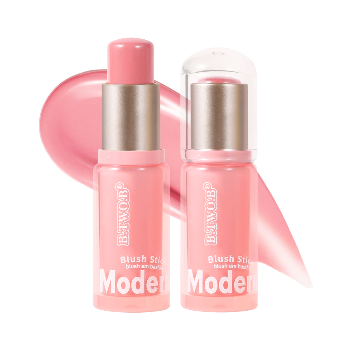 BTB Bastão de Blush Cremoso Modern Blush Stick em Embalagem Rosa Elegante