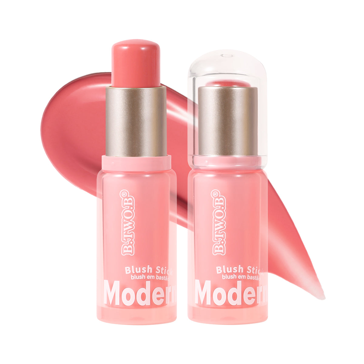 BTB Bastão de Blush Cremoso Modern Blush Stick em Embalagem Rosa Elegante