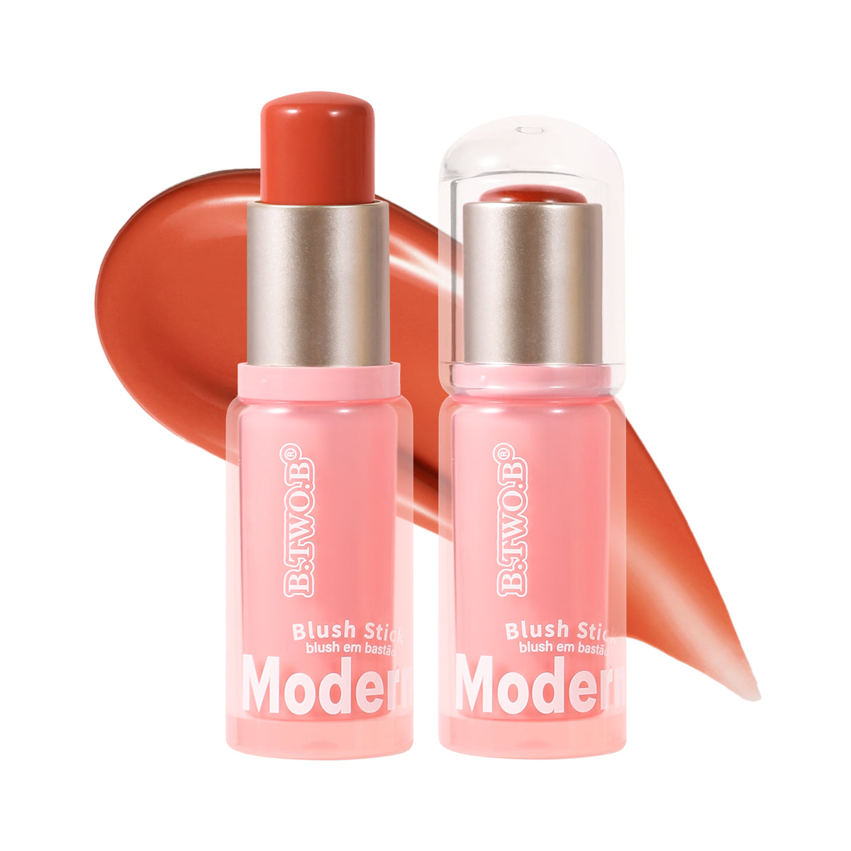 BTB Bastão de Blush Cremoso Modern Blush Stick em Embalagem Rosa Elegante