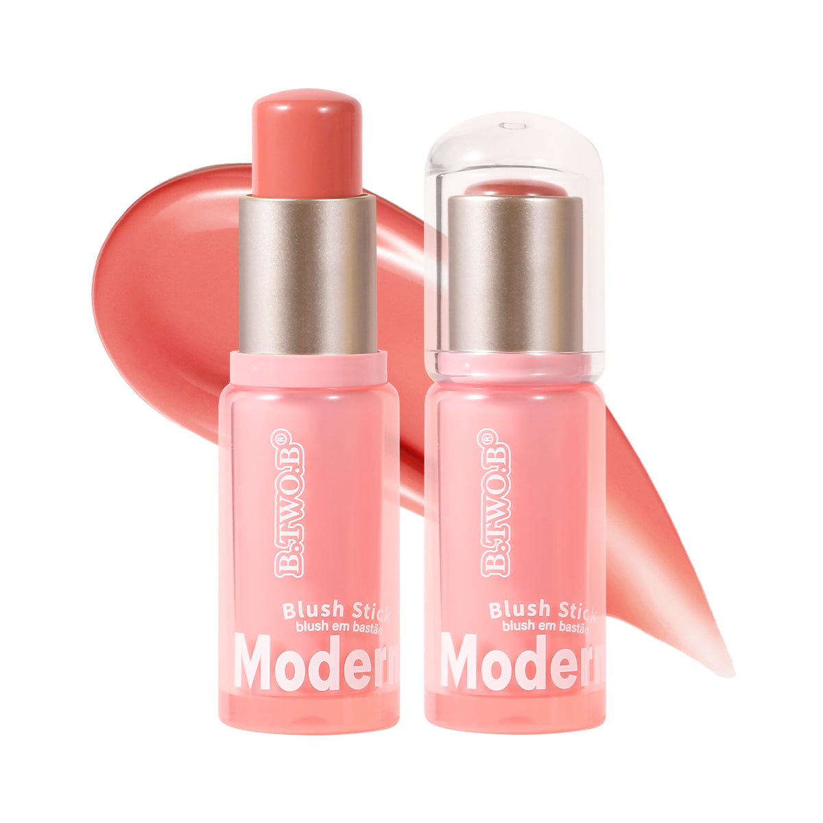 BTB Bastão de Blush Cremoso Modern Blush Stick em Embalagem Rosa Elegante